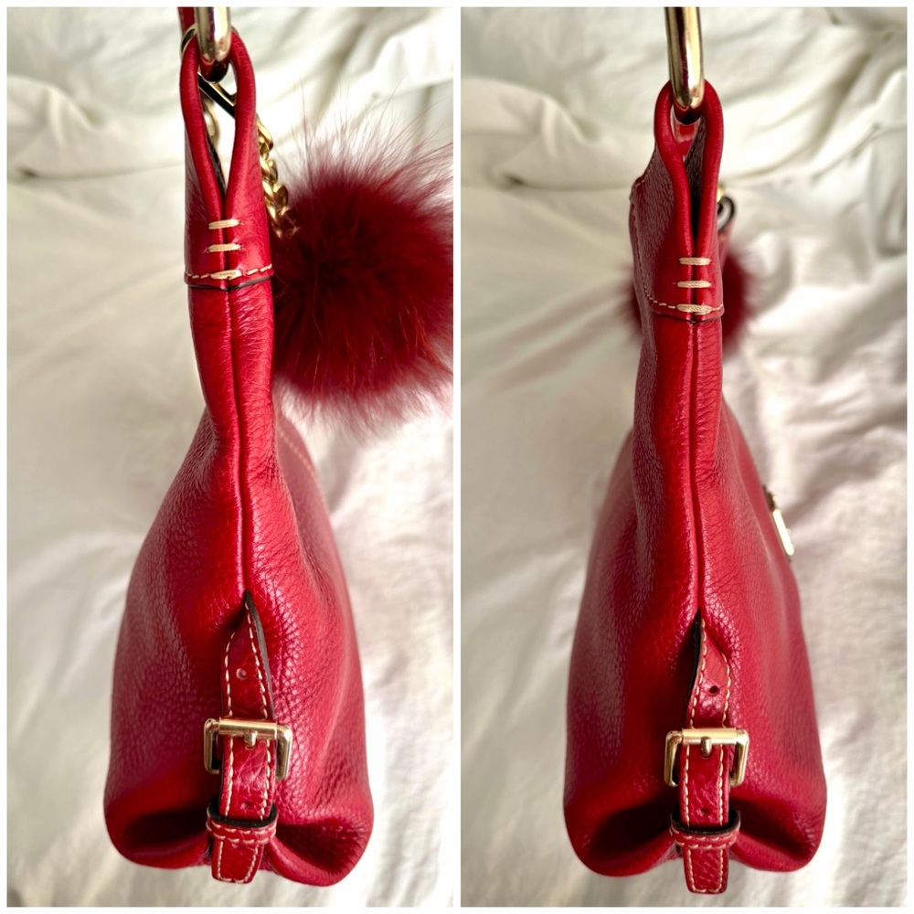 👑✅PRICE FIRM✅ Dooney & Bourke Cherry Red Leather Shoulder Bag - Picture 6 of 17
